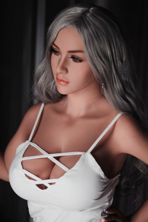 The Stunning Silver-Haired Goddess in Elegant White Dress Sex Doll